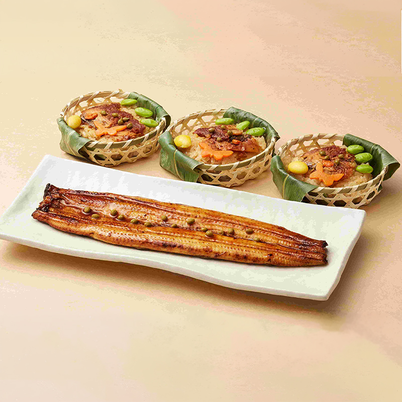 <9月12日(土)午後7時までの承り>【京料理 美濃吉】鰻蒲焼と鰻飯蒸し詰合せ(UK-80)(送料込)<冷凍>