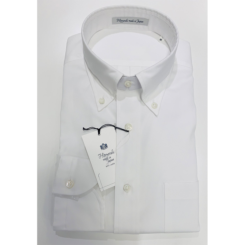 【HITOYOSHI】ボタンダウンシャツ（長袖） ≪白・ＬＬ≫