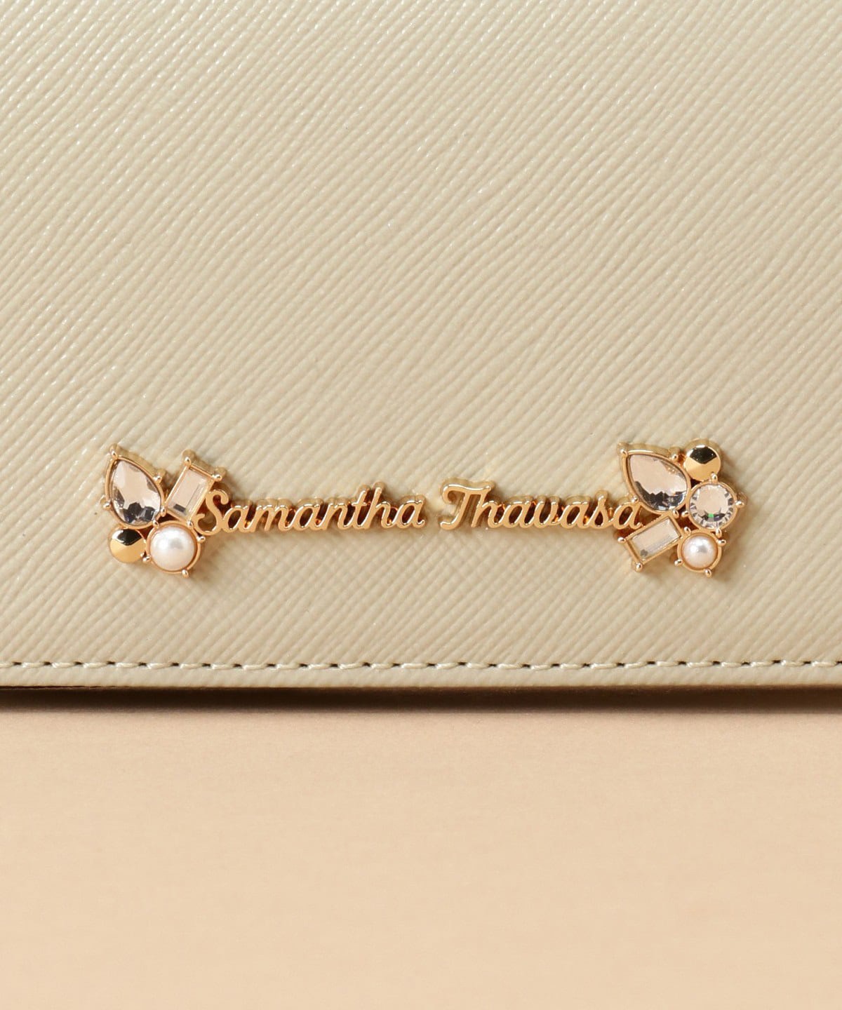 【サマンサタバサ】ビジュー付き 名刺入れ(ベージュ)