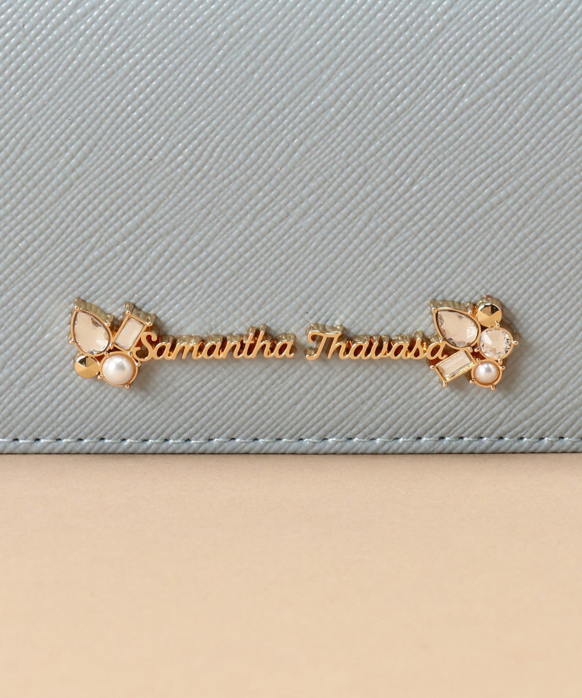 【サマンサタバサ】ビジュー付き 名刺入れ(ブルー)