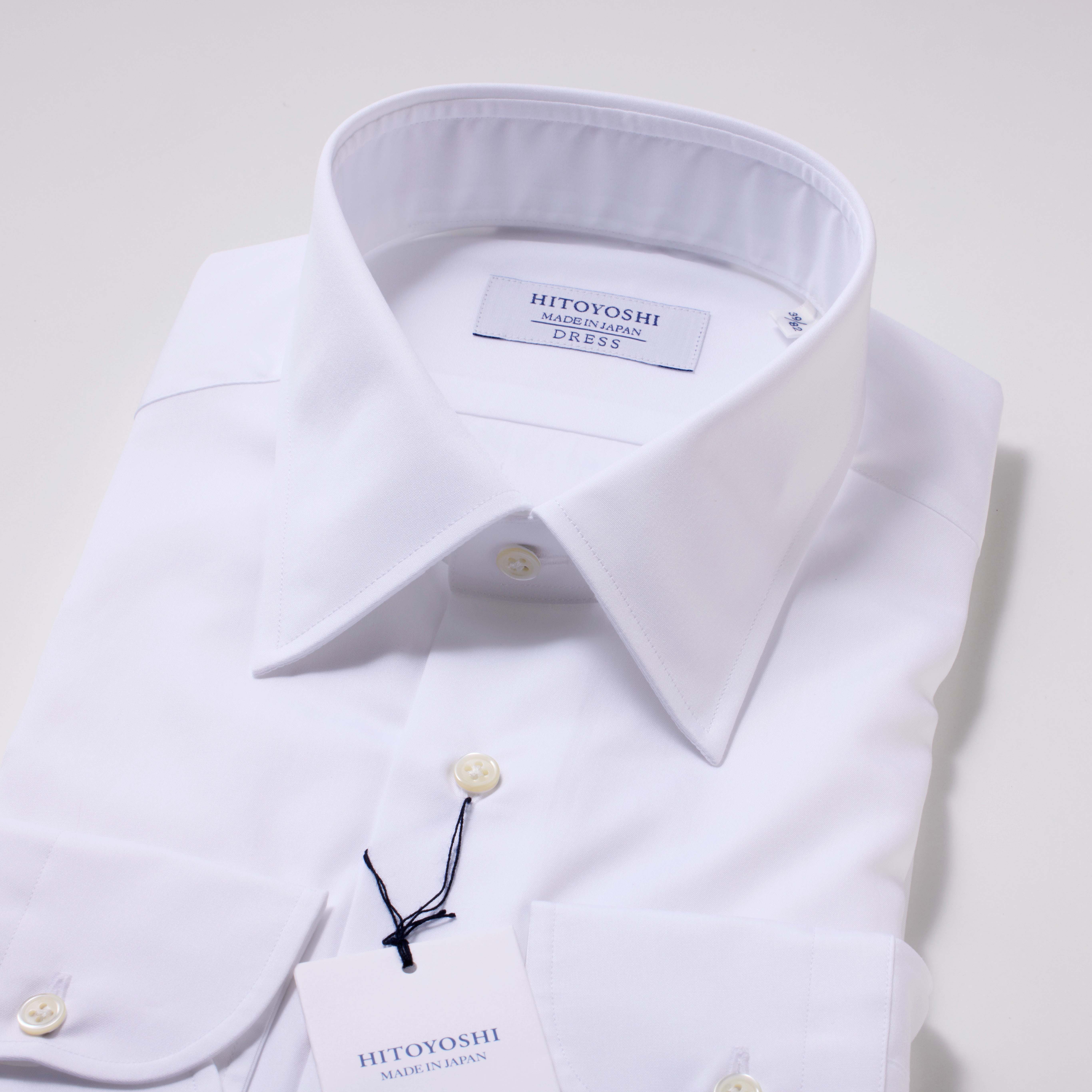 【HITOYOSHI】日本製 ドレスシャツ・白無地〈39-82〉