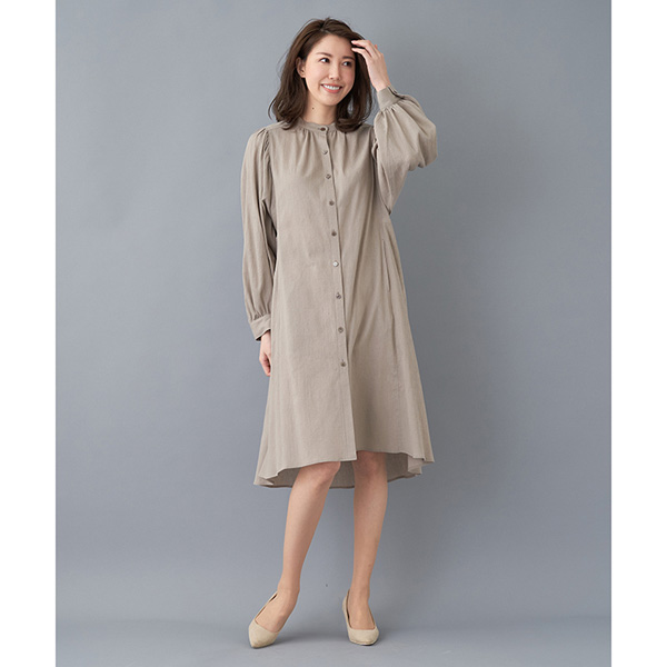 レリアン 楊柳コットンシャツワンピース ネイビー１１サイズ ファッション 鶴屋オンラインストア