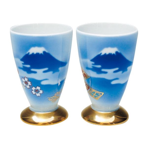 【深川製磁】富士に金彩 組酒杯