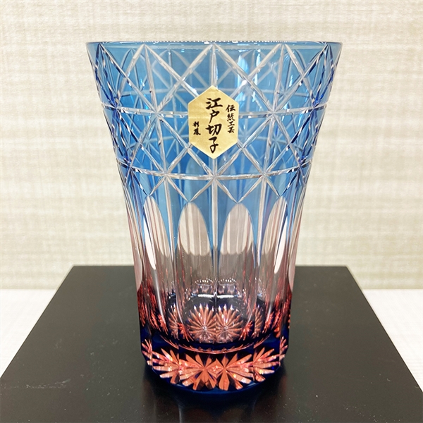 @江戸切子タンブラー ブルー&ピンク