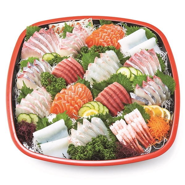 味オ−19【丸福水産】刺身盛合せ(35×35cm、7〜8人前)