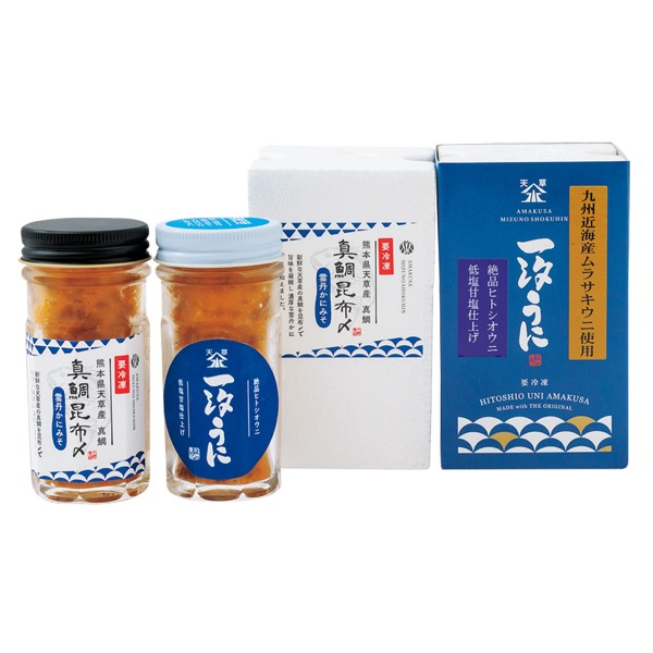 水野食品 九州近海産 一汐うにと天草産真鯛昆布締め(雲丹蟹みそ)<冷凍便>
