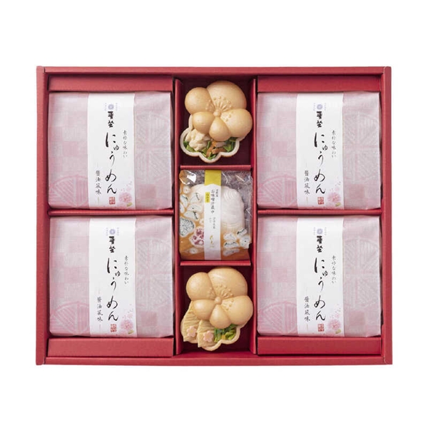 <12月以降お届け>麦坐×辻が花 即席手延べにゅうめん・お吸物最中詰合せ<常温便>