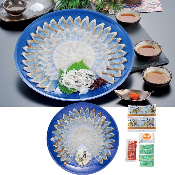 ふく太郎本部 食楽庵ふる川 ふく刺三種盛り(4人前)<産直・送料込み>