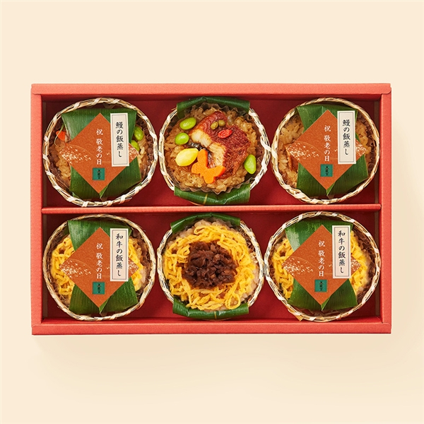 <9月12日(土)午後7時までの承り>【京料理 美濃吉】鰻の飯蒸しと和牛の飯蒸しの詰め合わせ(UWI−50A)(送料込)<冷凍>