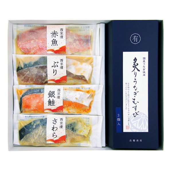<7月以降お届け>有明漬本舗 漬魚・うなぎむすび詰合せ(電子レンジ対応袋入)<産直・送料込み>