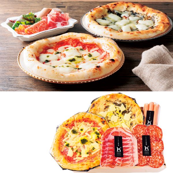 <7月以降お届け>ナポリ風石窯ピザと熟成ハムセット<産直・送料込み>