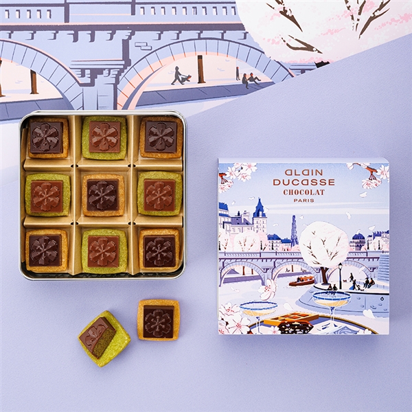 【ル・ビスキュイ・アラン・デュカス】カレ・ピュール・ブール・プラリネ・サクラ 9個入(2種)