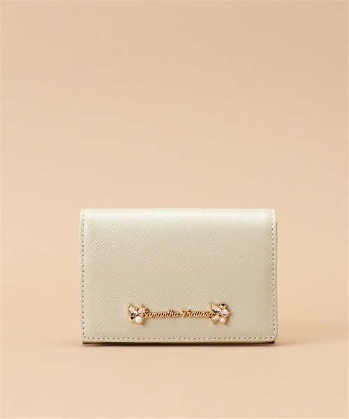 【サマンサタバサ】ビジュー付き 名刺入れ(ベージュ)