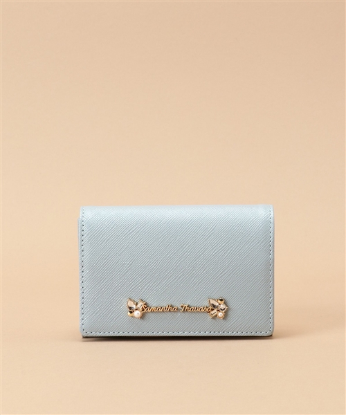 【サマンサタバサ】ビジュー付き 名刺入れ(ブルー)