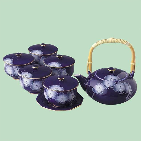【香蘭社】ルリ胡蝶蘭・茶器揃