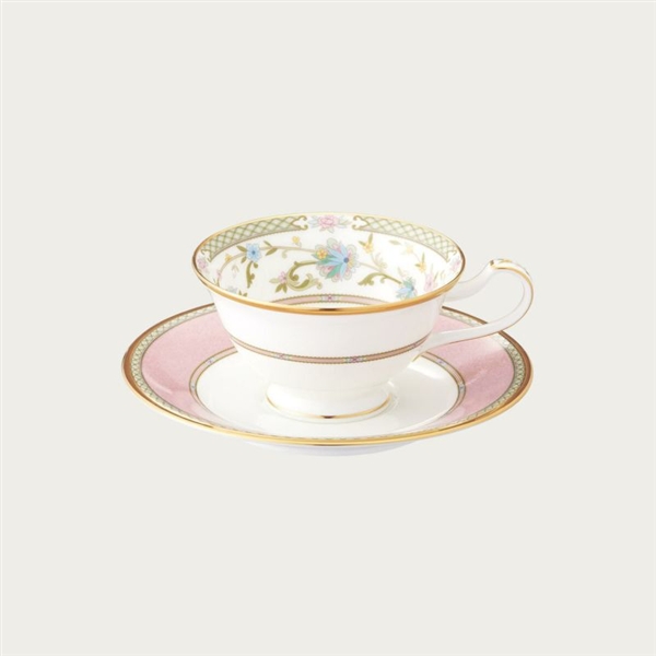 【ノリタケ】ヨシノ ティー・コーヒー碗皿(ピンク)