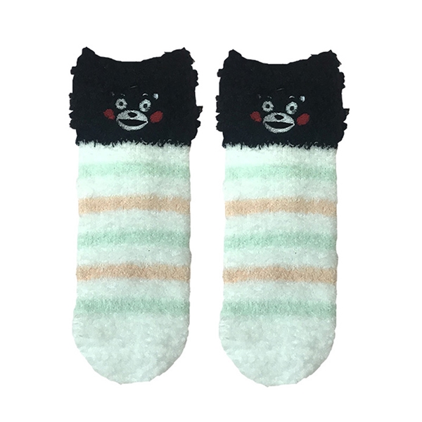 くまモン もこもこソックス グリーン ピンクボーダー くまモングッズ 鶴屋オンラインストア くまモン もこもこソックス グリーン ピンクボーダー くまモングッズ 鶴屋オンラインストア