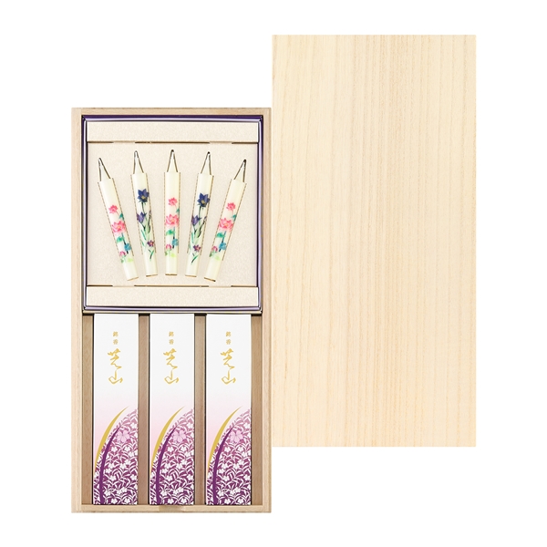 日本香堂】＃65012 銘香芝山 桐箱絵ろうそくセット: ライフスタイルグッズ｜鶴屋オンラインストア