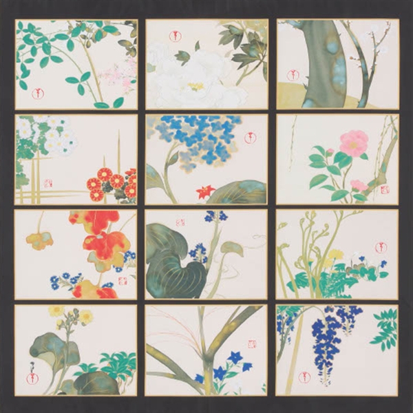 【風呂敷】細身美術館コレクション神坂雪花「草花十二カ月」