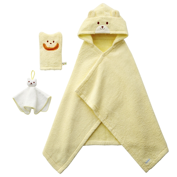 【ミキハウス】バスポンチョ&バスミトン&ハンドタオルセット <イエロー>