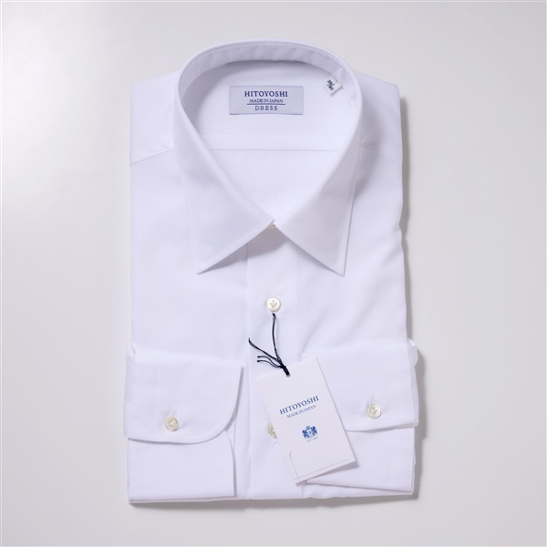 【HITOYOSHI】日本製 ドレスシャツ・白無地〈39-82〉